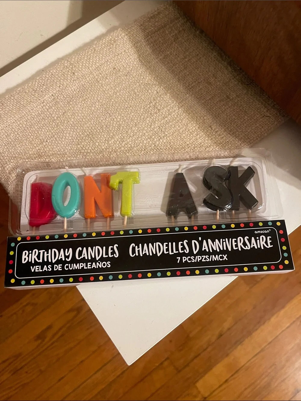 Set of Brand New Funny Birthday Cake Candles - “DON’T ASK